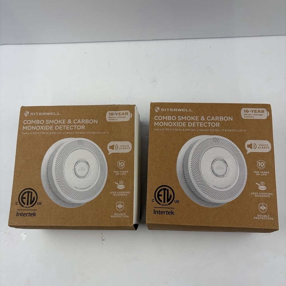 (2) 2-packs Siterwell A8612B-4 Combo Smoke and Carbon Monoxide Detectors
